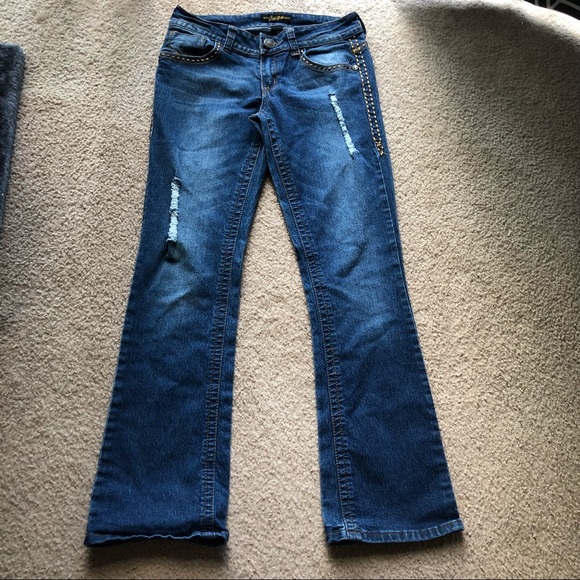 South Pole Denim - SOUTHPOLE DISTRESSED MID RISE STITCH DETAIL JEANS